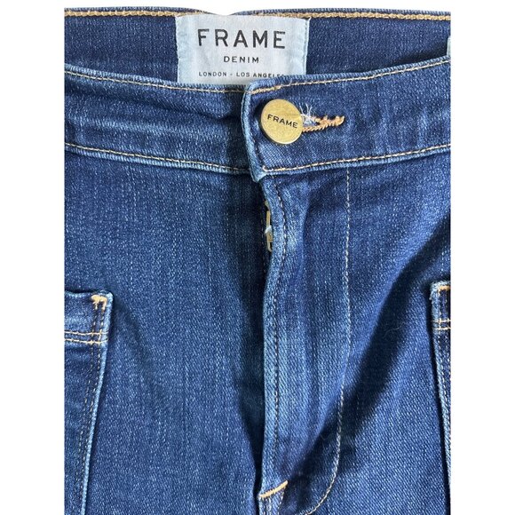 Frame Denim Le Bardot Crop Flare Size 29 Jeans Patch Pocket Raw Hem $240 Menara - Picture 6 of 11